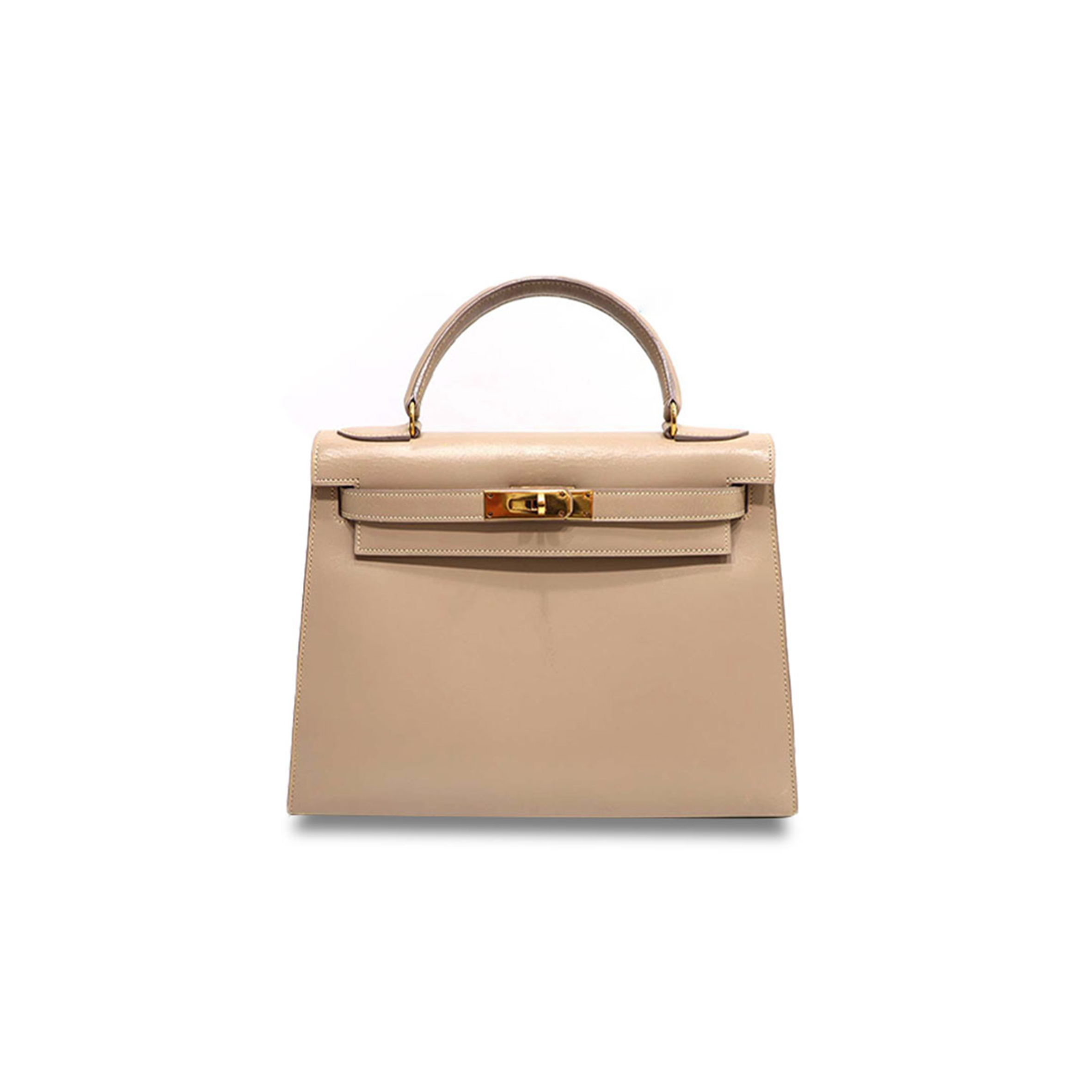 HERMÈS MASTER KELLY 28 BOX TRENCH COAT GREY GOLD BUTTONS (28*22*10cm) 